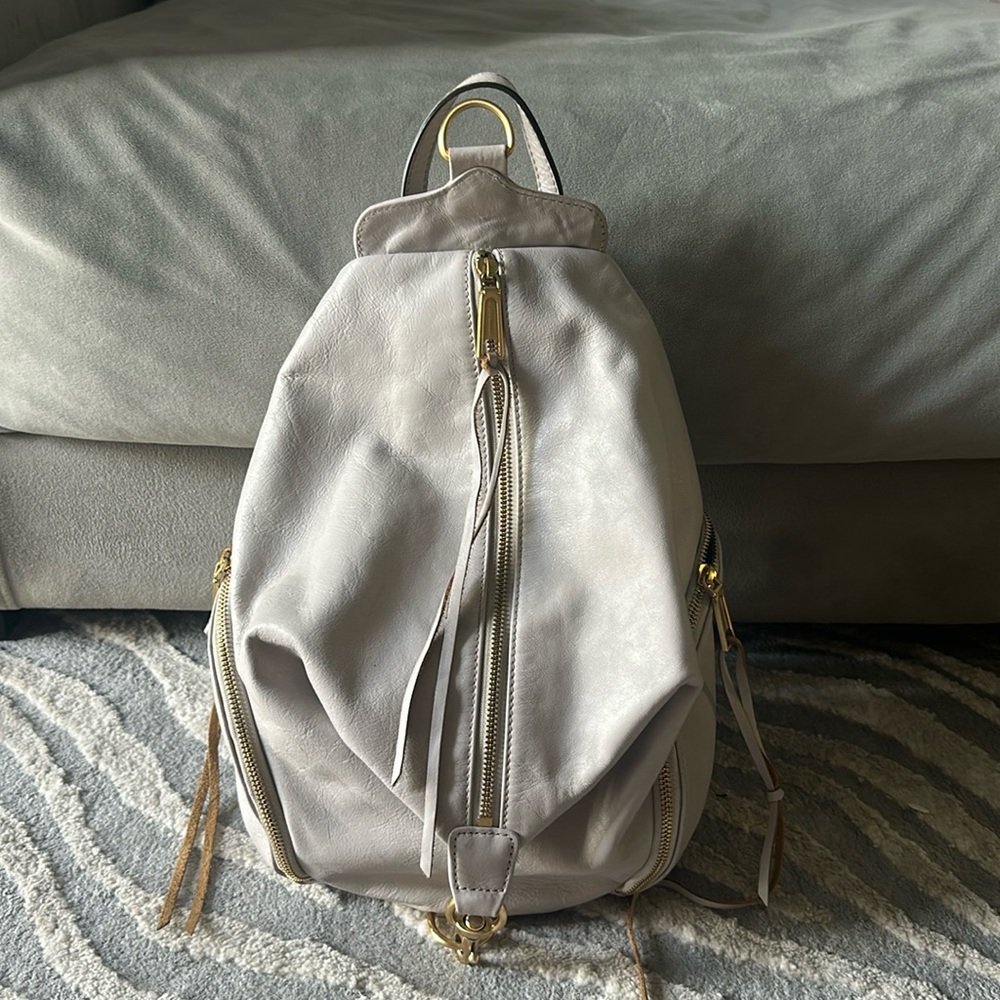 Rebecca minkoff light gray leather backpack